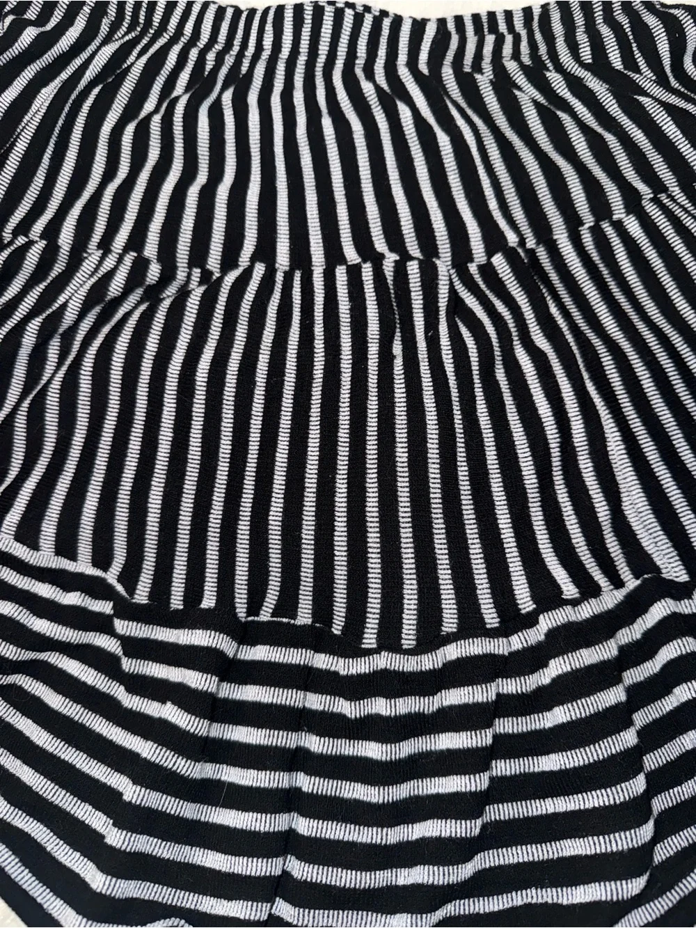 Black and White Striped Tiered Women's Skirt